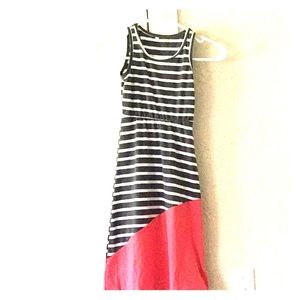 NWT girls 4/5 grey/white striped maxi dress